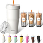 BABLOV GO-PAL 30oz Coffee Tumbler with Straw & Iced To-go Coffee Mug Sleeve by bablov