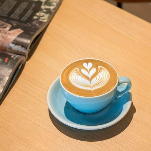 Loveramics Coffee Cup Ceramic, 8 oz Latte Art Cup with Saucer for Cappuccino, Tea, Espresso, Thick - walled stoneware Cappuccino mug Set for Cafe and Barista - Potters Colours (Ice Blue, 8OZ) - Image 2