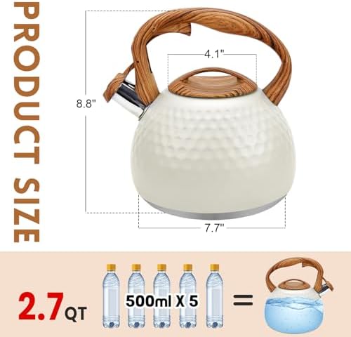 GGC Whistling Tea Kettle for Stove Top, 3.2QT/3L Stainless Steel Tea Kettle - Image 3