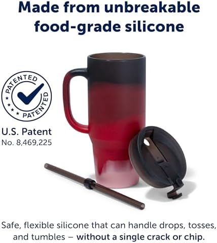 Silipint 32oz Silicone Tumbler with Handle, Flip Lid and Straw – BPA-Free, Non-Toxic, Freezer, Microwave, Dishwasher Safe Tumbler – Perfect for Tea, Smoothies (Volcano) Pack of 1 - Image 3