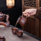 Dragon Kung Fu Tea Set for Adults –Ceramic Chinese Tea Ceremony Set with Teapot, Fair Cup & 6 Cups, Handcrafted Rustic Pottery Teaware, Traditional Gift for Oolong Pu-Erh Tea Lovers - Image 4