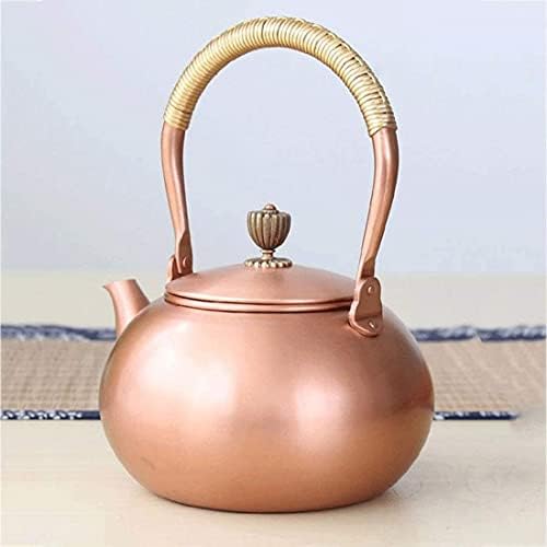 LJYT Teapot Small Tea Pot Tea Kettle for Loose Tea, Copper Vintage Tea Infuser for Home Office Party Restaurant, 1200ml - Image 2