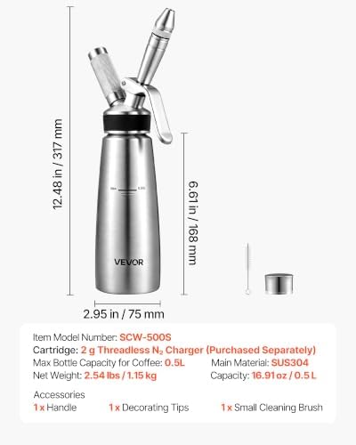 VEVOR Nitro Cold Brew Coffee Maker 17 oz Nitrogen Dispenser System, Home Brew Coffee Keg, Portable Nitrogen Infuser with Dispenser and Pressure Relieving Valve, Gift for Coffee Lovers - Image 7
