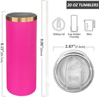 20 oz Skinny Tumblers Bulk with Lids and Straws Rosy,8 pack - Image 2