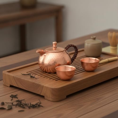 Baoblaze Copper Vessel Teapot Kettle Pot Pitcher With Hammered Pure Copper Body And Short Angled Spout Handmade Rustic Craft With, Array, Copper Handle Aged Color, Copper Handle Aged Color 200cc - Image 4