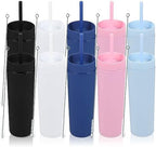Volhoply 16oz Plastic Skinny Tumbler With Lid and Straw Bulk 10 Pack,Insulated Double Wall BPA Free Matte Acrylic Tumblers,Iced Coffee Travel Reusable Party Cup,Customizable Diy Gifts(Blend,10 Set) by LiveFully%EF%BC%8CDrinkFreely%E2%80%94KeepGoingwithVolhoply%EF%BC%81