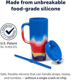 Silipint 32oz Silicone Tumbler with Handle Flip Lid and Straw – BPA-Free Non-Toxic Unbreakable Freezer Microwave Dishwasher Safe Tumbler – Perfect for Tea Cold Water Smoothies Pack of 4 - Image 3