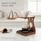 Pour Over Brewing Stand with Bamboo Rosewood Base & Steel Ring - Image 3