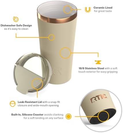 RTIC 18oz Pint Tumbler with Lid, Ceramic Lined, Dark Beach - Image 3