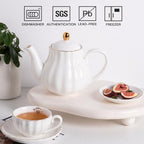 Sweejar 40FLOZ Royal Teapot with Infuser,Porcelain Tea Pot (White) - Image 2