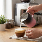 Coffee Milk Frothing Pitcher with Spout, 450ML Stainless Steel Espresso Steaming Pitcher, Milk Frother Steamer Cup Frothing Creamer Jug for Cappuccino Latte Art Coffee Machine (Gradient Pink) - Image 7