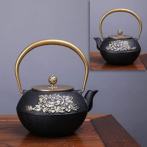 LJYT Teapot Teapots Cast Iron Handmade Teapot Loose Leaf Teapot Filter Heat Tea Kettle Single Home kettle Uncoated vintage cast iron kettle (Color : Peony) by Unknown