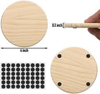 60 Pack 4 Inch Unfinished Round Wood Coasters with Non Slip Pad - Image 2