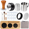 28PCS Espresso Accessories Kit,51mm Espresso Tamper Tools,Includes Wood Station,Distributor,Stirrer,Dosing Funnel,Brush,Puck Screen,Frothing Pitcher,Latte Pen,Powder Ring,Towel,Decorative Stencils by Unknown