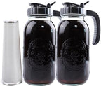 Cold Brew Coffee Maker Half Gallon 2 Set Glass Mason Jar Pitcher With Spout Lid Filter 2 Quart Wide Mouth Iced Tea Brewing Jug Heavy Duty Handle Airtight & Leak-Proof Pitcher For Fridge Sun Tea 64 OZ by GLUKIEWT