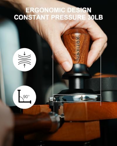 58mm Espresso Tamper, 30lbs Spring Loaded, Rosewood Handle, Ripple Base - Image 3