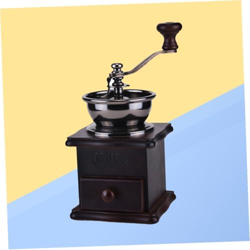 Vintage Style Manual Coffee Grinder Wooden Burr Mill Hand Coffee Beans Grinding Machine with Ceramic Burr for Home Use Dark Brown - Image 5
