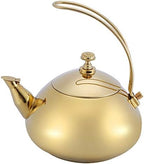 Stainless Steel Tea Kettle, 1.5 Litre Coffee Maker Pot, Whistling Teapot with Removable Handle and Mesh Strainer, for ALL Stovetops, for Milk Tea, Coffee, etc (Golden) by ASHATA
