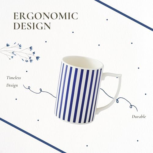 Spode Steccato Collection - 12oz Coffee Mug with Large Handles, Stripe Cobalt Blue (Set of 4) | Fine Earthenware | Dishwasher and Microwave Safe | Cup For Coffee, Tea, Latte, and Hot Chocolate - Image 6