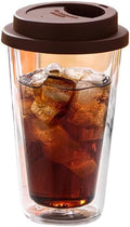 Double-Walled Glass Coffee Mug with Silicone Lid,Heat-Resistant Borosilicate,Insulated,Black，Pack of two by Unknown