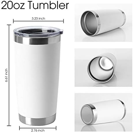 HASLE OUTFITTERS 20oz Stainless Steel Tumblers Bulk, Insulated Travel Cup with Lid, Double Wall Vacuum Coffee Mug for Cold & Hot Drinks 4 Pack, White - Image 2