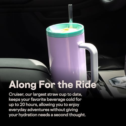 Corkcicle Cruiser Tumbler with Handle & Straw, 40 oz, Purple Dolphin - Image 6