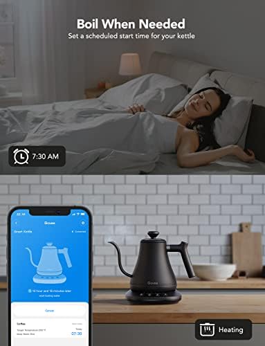 Govee Smart Electric Kettle, WiFi Variable Temperature Gooseneck Pour Over Kettle and Tea Kettle, Alexa Control, 1200W Quick Heating, 100% Stainless Steel, 0.8L, Matte Black (Pack of 2) - Image 6