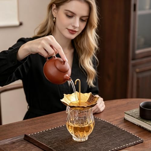 4 in 304 Stainless Steel Umbrella Tea Strainer, Fine Mesh Filter Tea Infuser with Copper Handle, Portable Loose Leaf Tea Filter for Home Office Tea House Coffee Shop(Silver) - Image 2