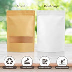 DiRose Kraft Stand Up Pouches with Window, Reclosable Food Storage Bags, Heat Sealable Stand Up Pouch for Coffee, Candy, Nuts, Tea, Spices – 8 oz (300 Pack) - Image 3