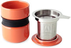 FORLIFE Curve Asian Style Tea Cup with Infuser and Lid 12 ounces, Carrot - Image 3