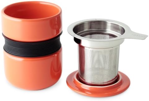 FORLIFE Curve Asian Style Tea Cup with Infuser and Lid 12 ounces, Carrot - Image 3