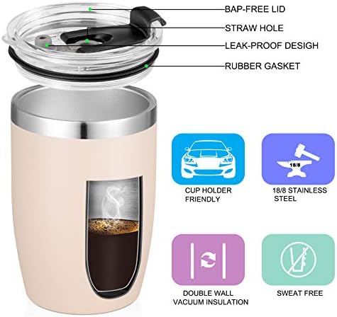 VEGOND Stainless Steel 12 oz Tumblers bulk Vacuum Insulated Double Wall Travel Tumbler with Lid and Straw Reusable Tumbler,Beige 12 pack - Image 2