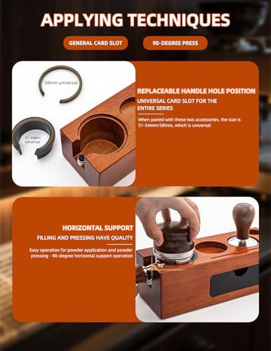 Espresso Tamping Station, Wood Knock Box Drawer Organizer Combo, Compatible with 58mm Portafilter and Tamper, for Home Baristas, Coffee Stations, and Espresso Tools Storage - Image 6