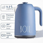 Rae Dunn Electric Hot Water Kettle - Stainless Steel Coffee Maker, Tea Kettle, Swivel Base, With Automatic Shut Off Boil-Dry Protection, Easy Pour Pitcher, 1500 Watt Boiling Power, 1.7 Liters, Navy - Image 2