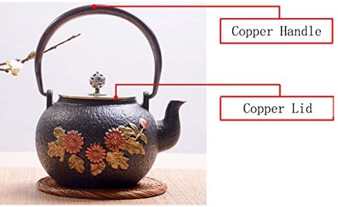 Classic tea kettle, Cast Iron Teapot,Cast Iron Tea Pot, Japanese Tetsubin Tea Kettle Durable Cast Iron Teapot with Fully Enameled Interior (1200ml), Black - Image 6