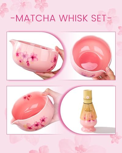 Matcha Whisk Set, Matcha Set Includes Large Matcha Bowl, Bamboo Whisk & Scoop with Cute Charm, Chasen Holder, Innovative Sifter, Tea Mat, 6pcs Matcha Kit Set for Latte Making - Image 5