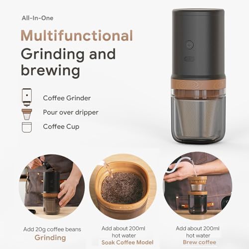 【Electric Coffee Grinder Coffee Maker 】Portable Grinder Stainless Steel Whole Bean for Outdoor Sport Lover French Press Drip Coffee, Reusable Espresso Capsules Turkish Brew - Image 2