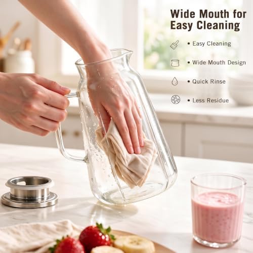 2 Pack Glass Pitcher with Lid and Handle for Fridge, Iced Tea and Coffee Carafe Beverage Serveware, 2 Liters/68 oz Heat Resistant Borosilicate Water Jug for Hot/Cold Drinks - Image 6