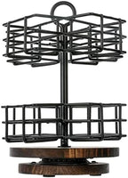 MyGift Rotating Tea Bag Holder Carousel, 8 Compartments, Wood Base - Image 6