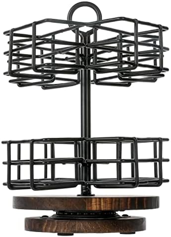 MyGift Rotating Tea Bag Holder Carousel, 8 Compartments, Wood Base - Image 6