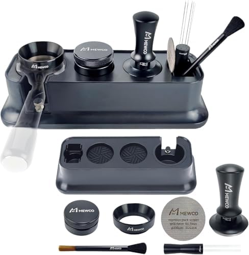 7 Pack Espresso Tamper Station&Coffee Distributor Tamper&Espresso WDT Stirrer&Coffee Tamping&Brush&Coffee Dosing Funnel&Espresso Puck Screen, Espresso Accessories for Bar Home Office (58 mm) by Unknown