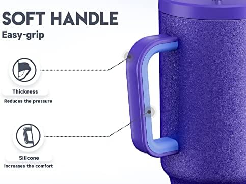 Meoky 40oz Tumbler with Handle, Leak-proof Lid and Straw, Insulated Coffee Mug Stainless Steel Travel Mug, Keeps Cold for 34 Hours or Hot for 10 Hours (Offshore) - Image 4