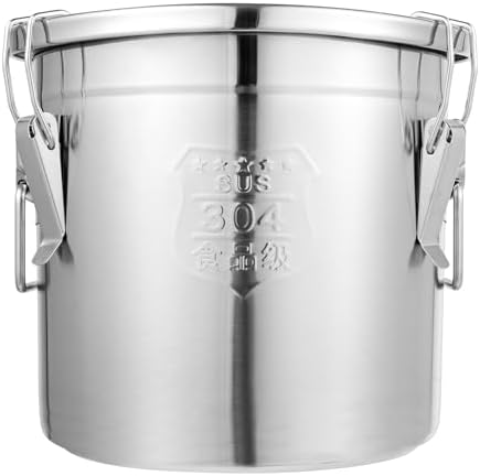 33L/8.7Gal 304 Stainless Steel Food Container, Airtight Canister for Kitchen, Flour Container with Lid and Lock, Food Storage Bucket for Rice Flour Grain Coffee Bean Oil Sugar Milk (12L) by Unknown