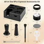 51mm Espresso Accessories Kit, Espresso Knock Box and Tamping Station, Coffee Tamper, Distributor, WDT Distribution Tool, Dosing Funnel and Puck Screen Set Fits Delonghi 51mm Portafilter - Image 2