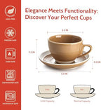 Sweese 6 Ounce Cappuccino Cups with Saucers, Porcelain Double Espresso Cups Set of 4 - Yellow - Image 2