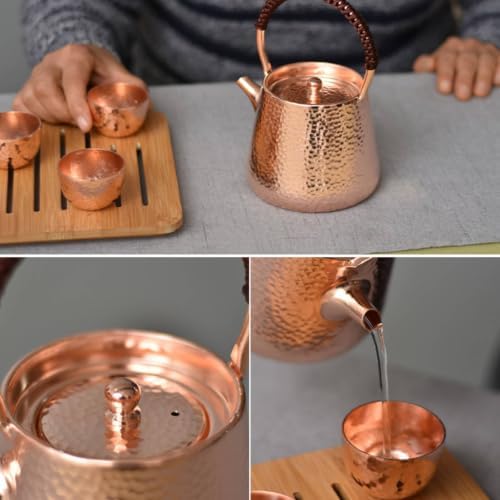 predolo Hammered Copper Teapot Compact Copper Tea Kettle Traditional - Image 4