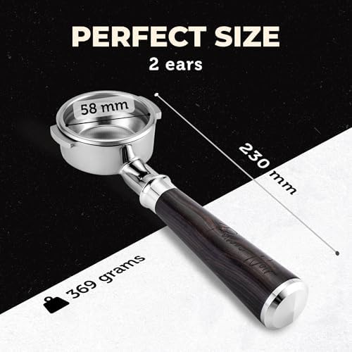 58mm Naked Bottomless Espresso Portafilter 2 Ears | Fits E61 of Faema/Rocket/Expobar and more | Stainless Steel Basket&Solid Wood Handle | Espresso Accessories (58mm Bottomless 2 Ear) - Image 2