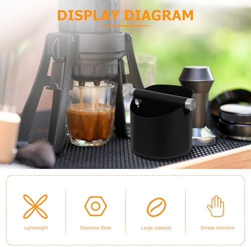 Coffee Knock Box Black Stainless Steel Large Capacity for Kitchen Use - Image 6