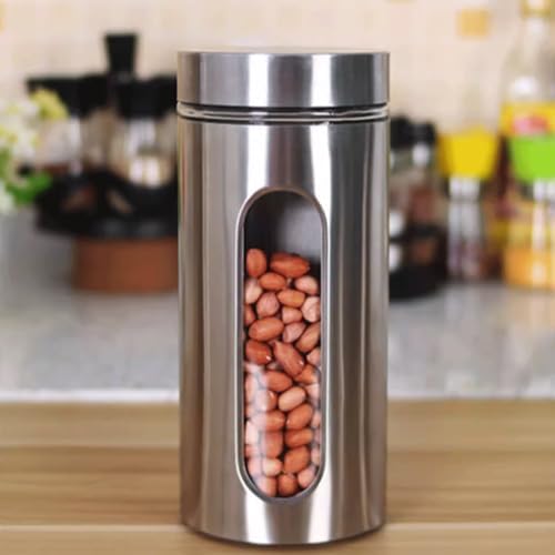 4 Pcs Sturdy Storage Tank Stainless Steel Coffee Bean Container Airtight Kitchen Storage Tank Cookie Jar Dry Goods Container Canister Sets - Image 5