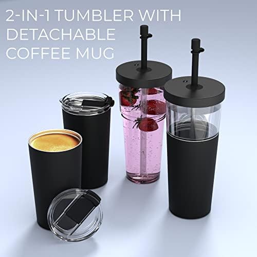 asobu ClearInsulation Flexi Straw Tumbler Marina a Tritan 28 oz Tumbler with 17 Oz Stainless Steel Insulated Sleeve for Ice Coffee or Hot Tea (Black) - Image 2